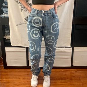 hand made smiley jeans